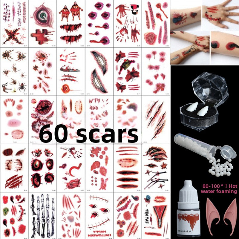 Halloween decoration makeup fake scars stickers ornaments face stickers tattoo stickers vampire costume horror makeup props Halloween essentials