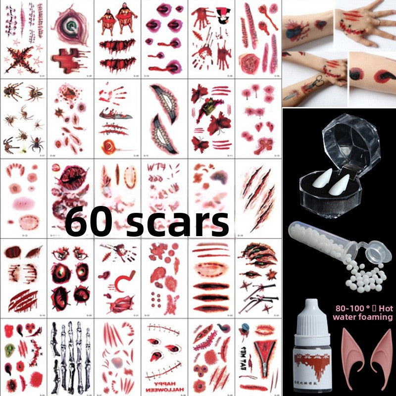 Halloween decoration makeup fake scars stickers ornaments face stickers tattoo stickers vampire costume horror makeup props Halloween essentials