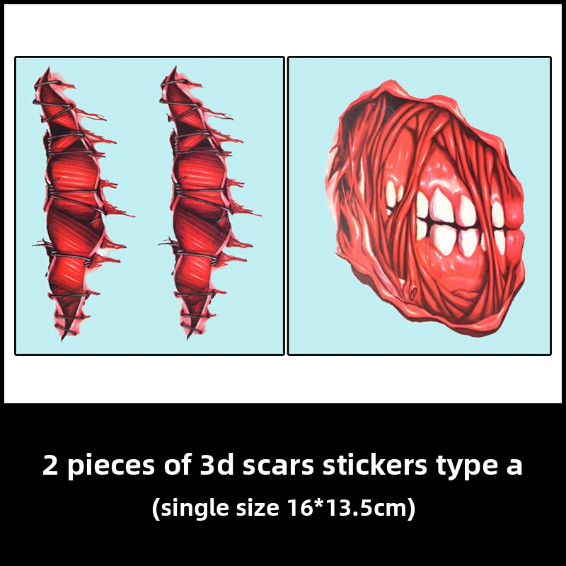 Halloween decoration makeup fake scars stickers ornaments face stickers tattoo stickers vampire costume horror makeup props Halloween essentials