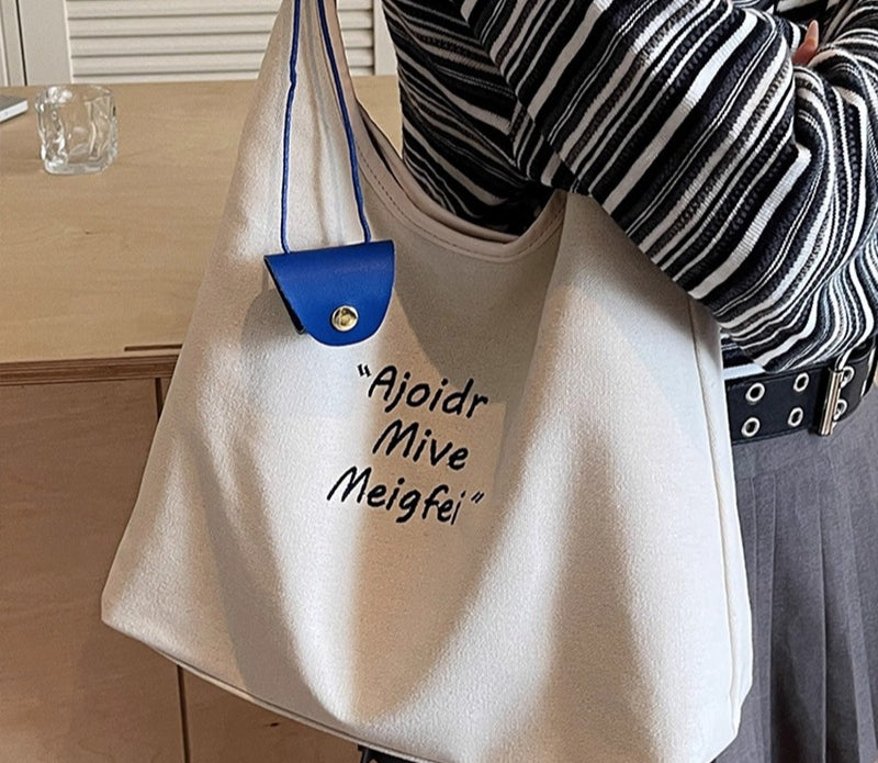 Korean early autumn original canvas bag women's 2025 new large-capacity casual shoulder tote bag