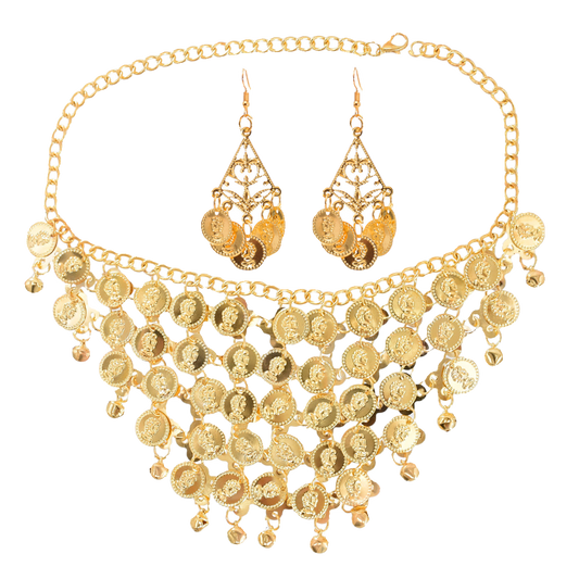 European and American fashion temperament necklace square dance Indian dance semicircle sequined headgear performance suit belly dance waist chain women