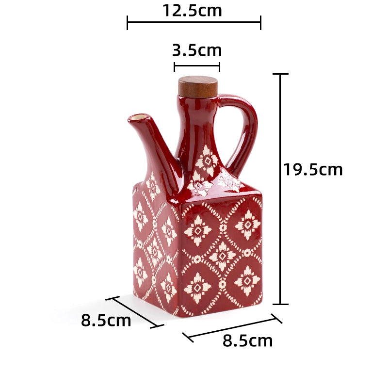 Ceramic underglaze color American isolation flower oil pot vinegar pot chili oil pot soy sauce vinegar pot commercial household kitchen seasoning