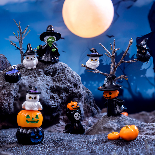 Halloween small ornaments witch owl black cat ghost festival horror cute desktop creative decoration small objects Halloween must-have