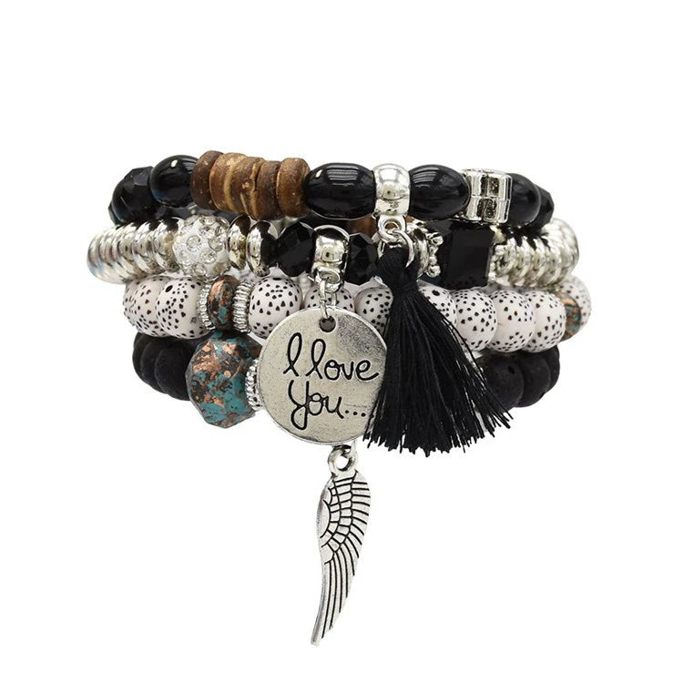 European and American style bracelet beaded multi-layer color men's and women's couple bracelet accessories, ethnic style retro