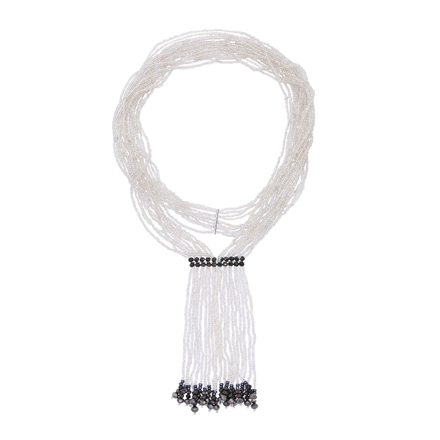 European and American exaggerated multi-layer imitation crystal beaded necklace long splicing tie neck chain versatile sweater chain necklace accessories women