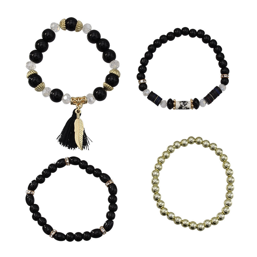Ethnic style multi-layer beaded bracelet temperament versatile retro style fringed pendant crystal bracelet accessories