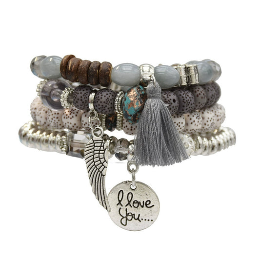 European and American style bracelet beaded multi-layer color men's and women's couple bracelet accessories, ethnic style retro