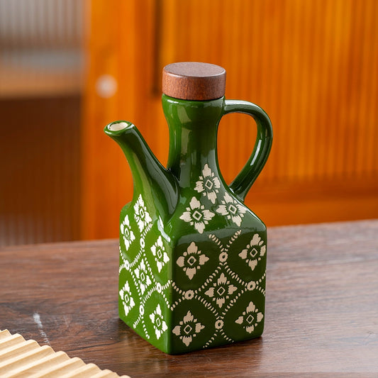 Ceramic underglaze color American isolation flower oil pot vinegar pot chili oil pot soy sauce vinegar pot commercial household kitchen seasoning