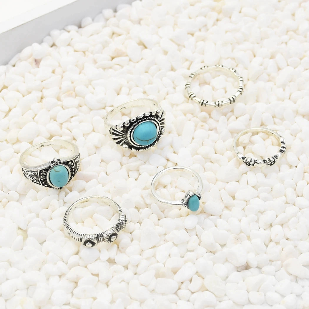 Fashion retro minority style European and American exaggerated engraved set joint ring female ring jewelry vintage style