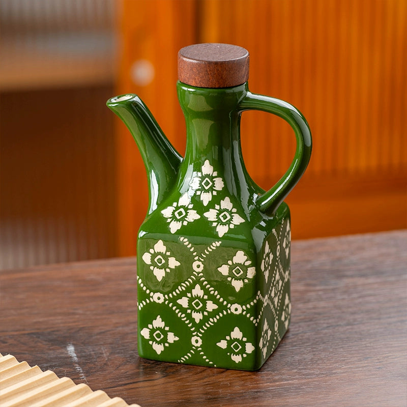 Ceramic underglaze color American isolation flower oil pot vinegar pot chili oil pot soy sauce vinegar pot commercial household kitchen seasoning