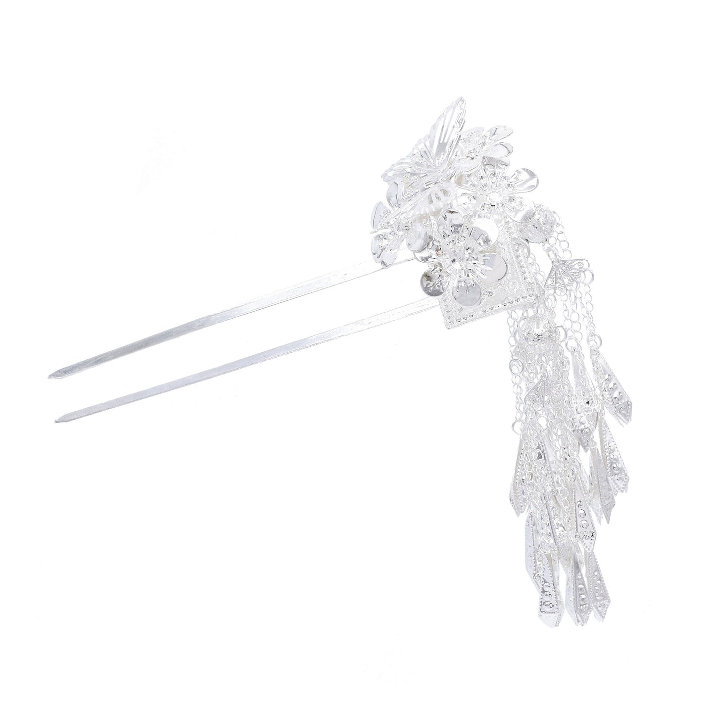 New butterfly ethnic style hairpin Hanfu ancient style accessories hairpin long tassel hair accessories walking Miaojiang studio photo