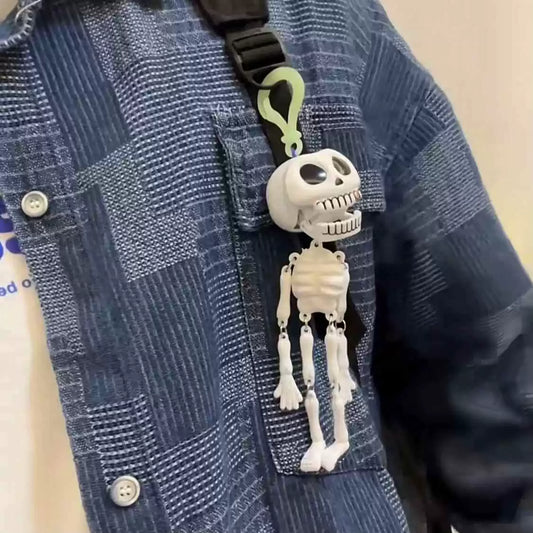 Halloween must-have fun pull wire funny pendant backpack skull keychain bag buckle student Halloween toy small gift