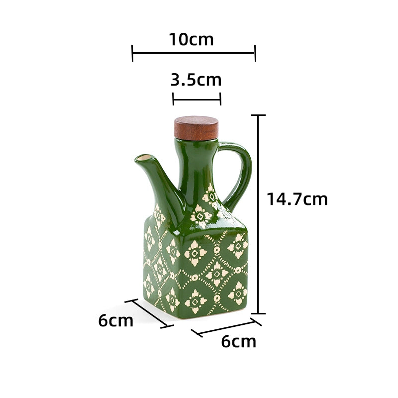 Ceramic underglaze color American isolation flower oil pot vinegar pot chili oil pot soy sauce vinegar pot commercial household kitchen seasoning