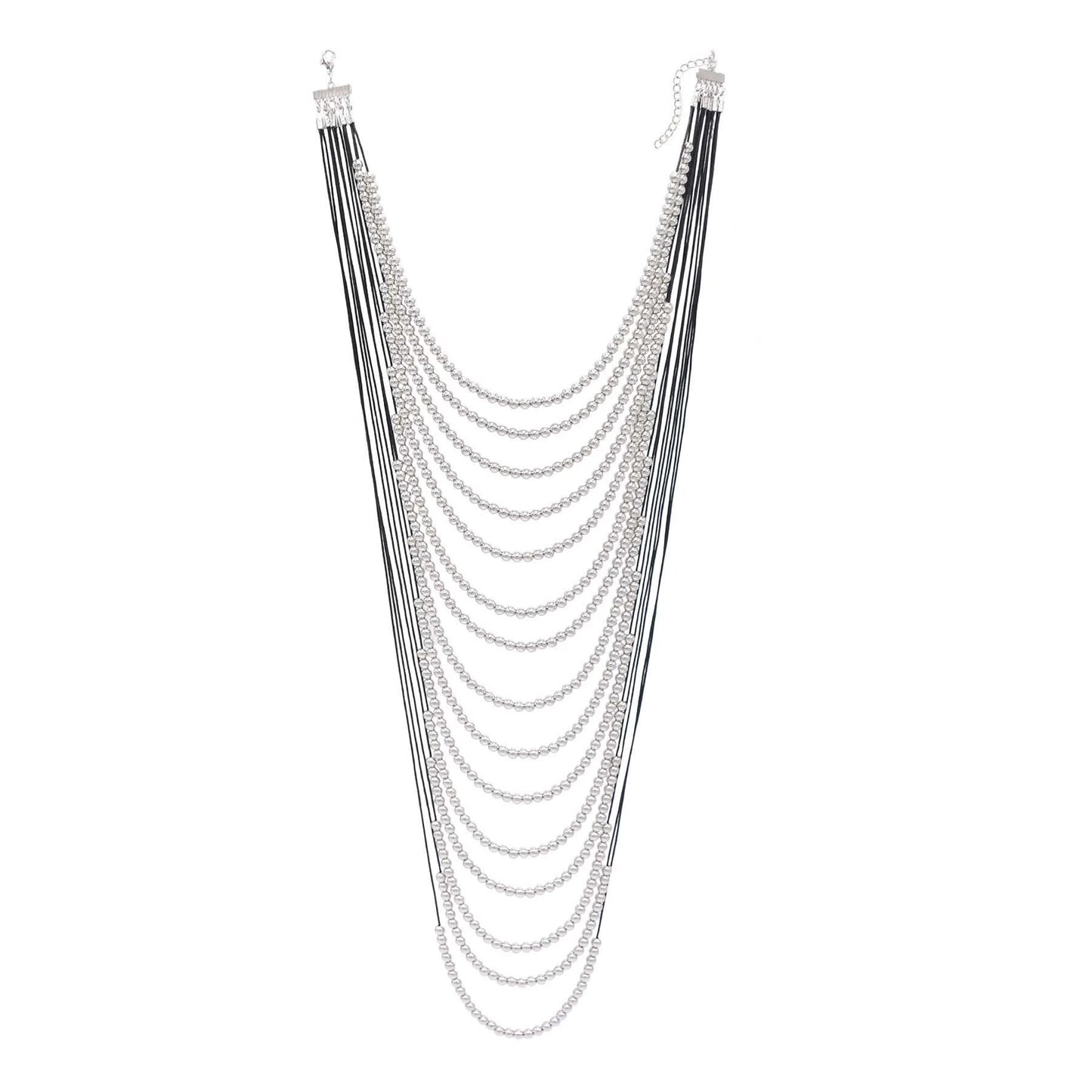 European and American style niche design multi-layer stacked handmade beaded necklace solid color long exaggerated collarbone chain jewelry