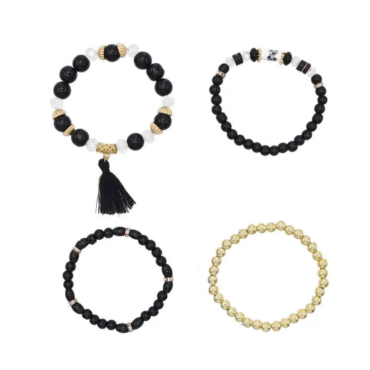 Ethnic style multi-layer beaded bracelet temperament versatile retro style fringed pendant crystal bracelet accessories