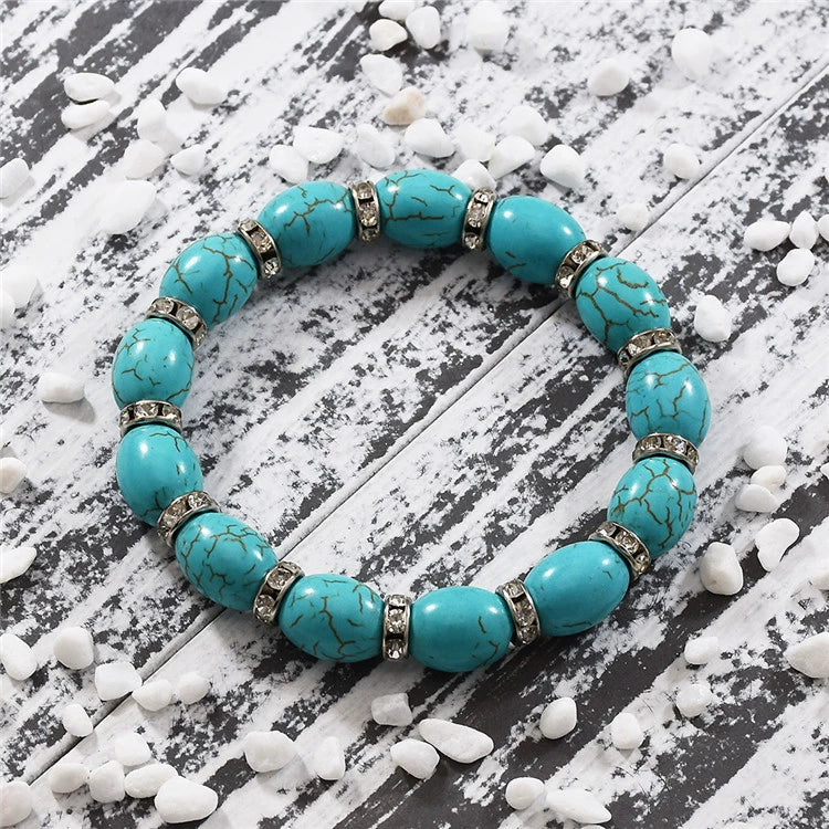 Retro ethnic style bracelet women's imitation turquoise luxury high-end jewelry Yunnan jewelry Nepalese bracelet versatile accessories