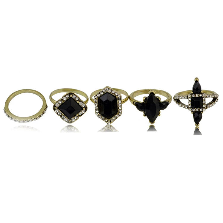 Fashion retro minority style European and American exaggerated engraved set joint ring female ring jewelry vintage style