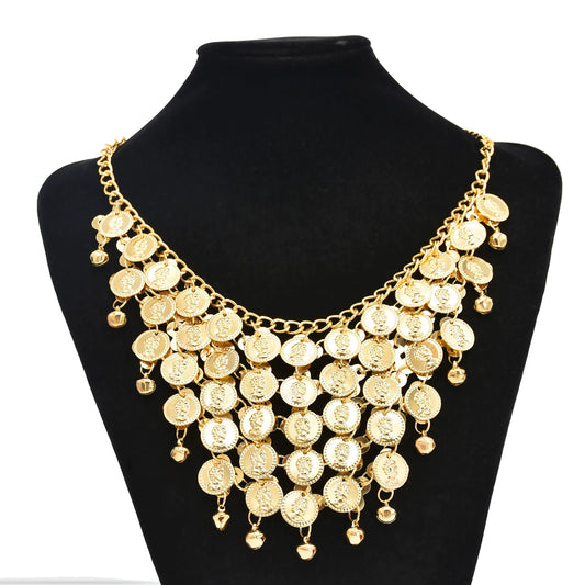 European and American fashion temperament necklace square dance Indian dance semicircle sequined headgear performance suit belly dance waist chain women