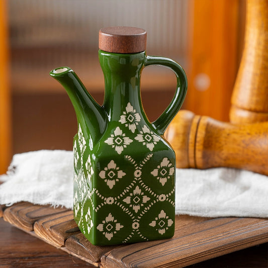 Ceramic underglaze color American isolation flower oil pot vinegar pot chili oil pot soy sauce vinegar pot commercial household kitchen seasoning