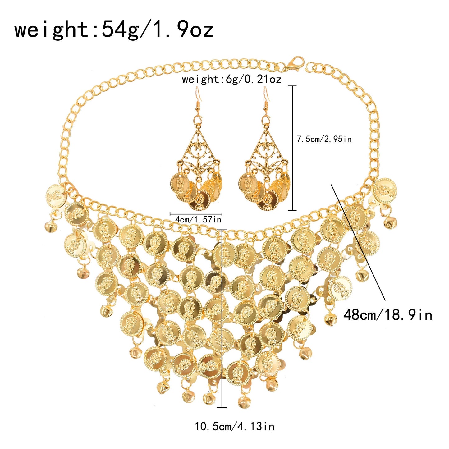 European and American fashion temperament necklace square dance Indian dance semicircle sequined headgear performance suit belly dance waist chain women