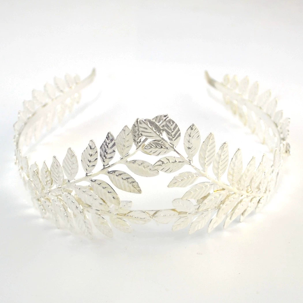 Back hanging gold metal headband, leaf laurel crown, bridal headgear, hair accessories, fairy headband, super fairy, European and American style