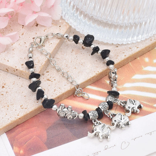 Ethnic style retro old turquoise bracelet alloy elephant pastoral shell colored men's and women's bracelets accessories Xizang