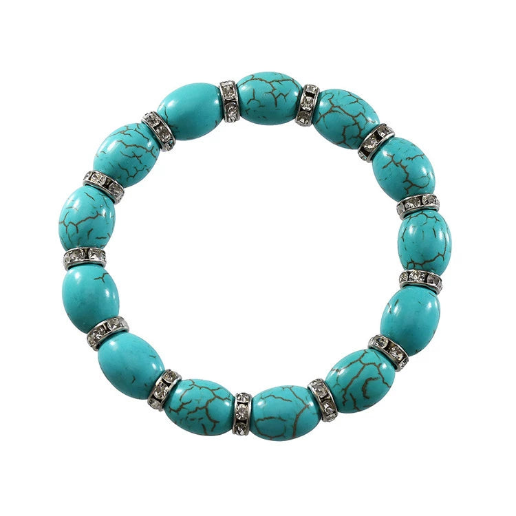 Retro ethnic style bracelet women's imitation turquoise luxury high-end jewelry Yunnan jewelry Nepalese bracelet versatile accessories