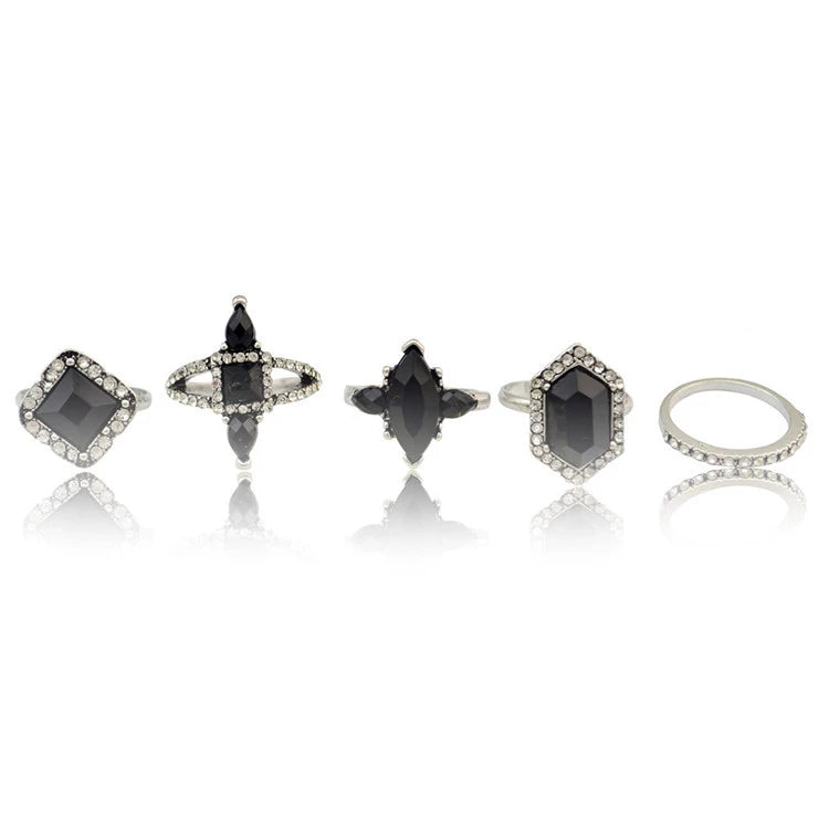Fashion retro minority style European and American exaggerated engraved set joint ring female ring jewelry vintage style