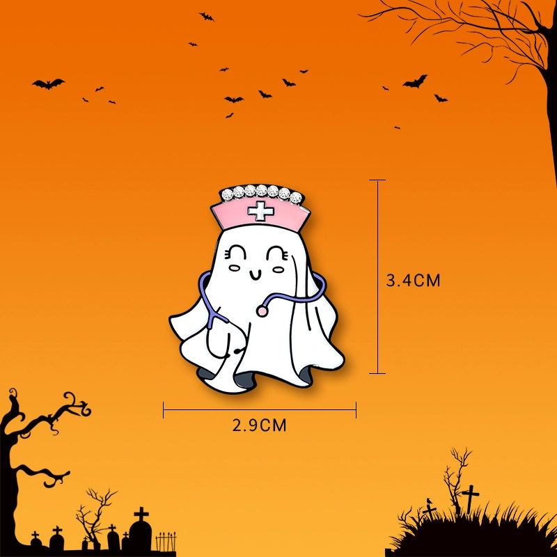Halloween must-have little ghost brooch pumpkin pin Japanese cute metal badge Halloween decoration men's and women's clothes bag accessories