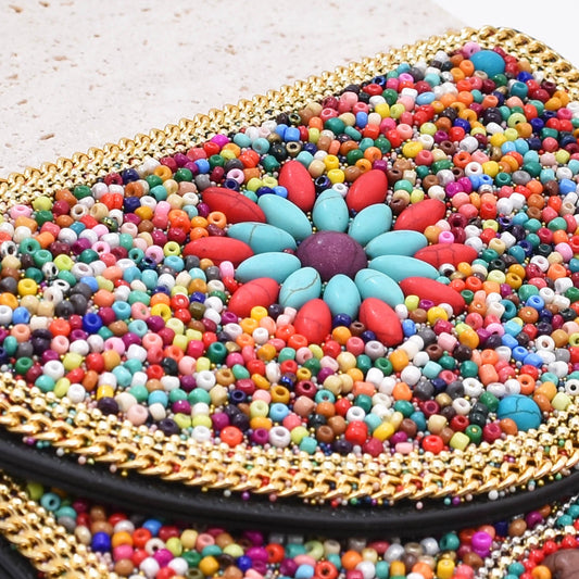 Ethnic style personalized fashion elephant bag rice bead leather luxury handbag Mongolian student retro mobile phone bag