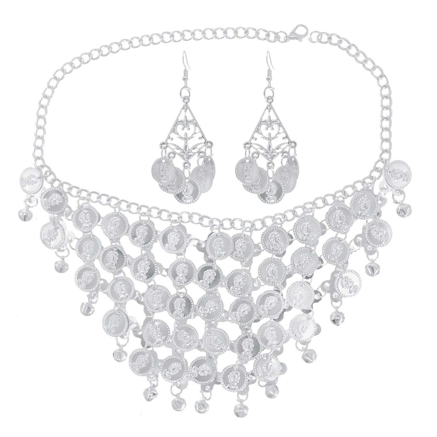European and American fashion temperament necklace square dance Indian dance semicircle sequined headgear performance suit belly dance waist chain women