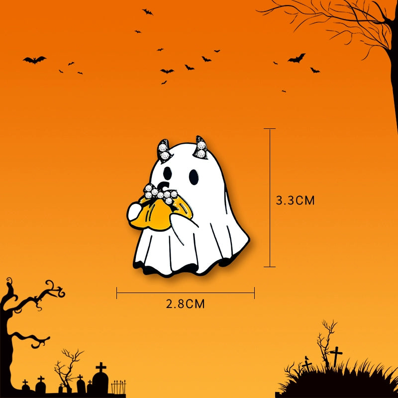 Halloween must-have little ghost brooch pumpkin pin Japanese cute metal badge Halloween decoration men's and women's clothes bag accessories