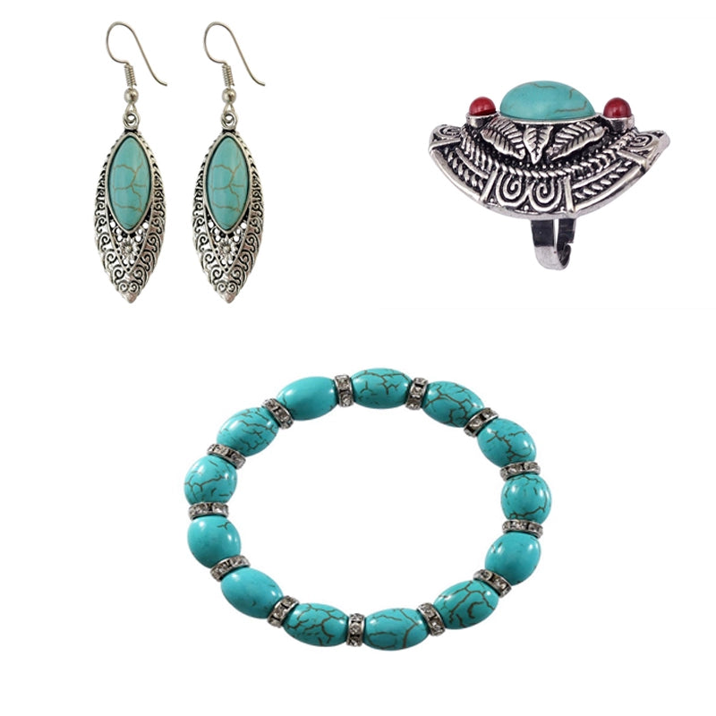 Retro ethnic style bracelet women's imitation turquoise luxury high-end jewelry Yunnan jewelry Nepalese bracelet versatile accessories