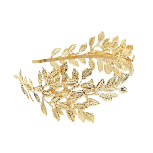 Back hanging gold metal headband, leaf laurel crown, bridal headgear, hair accessories, fairy headband, super fairy, European and American style
