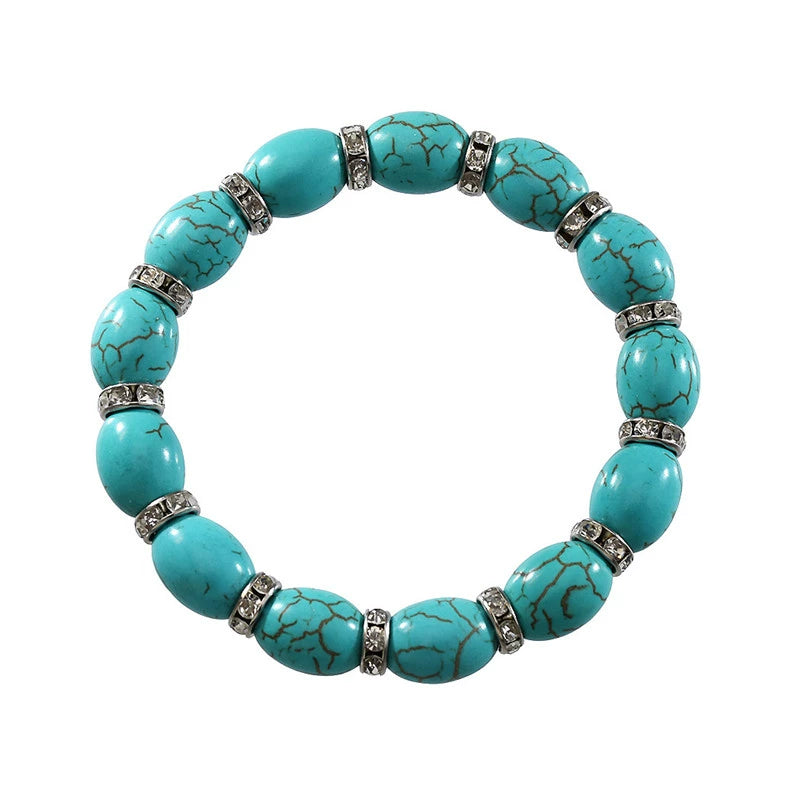 Retro ethnic style bracelet women's imitation turquoise luxury high-end jewelry Yunnan jewelry Nepalese bracelet versatile accessories