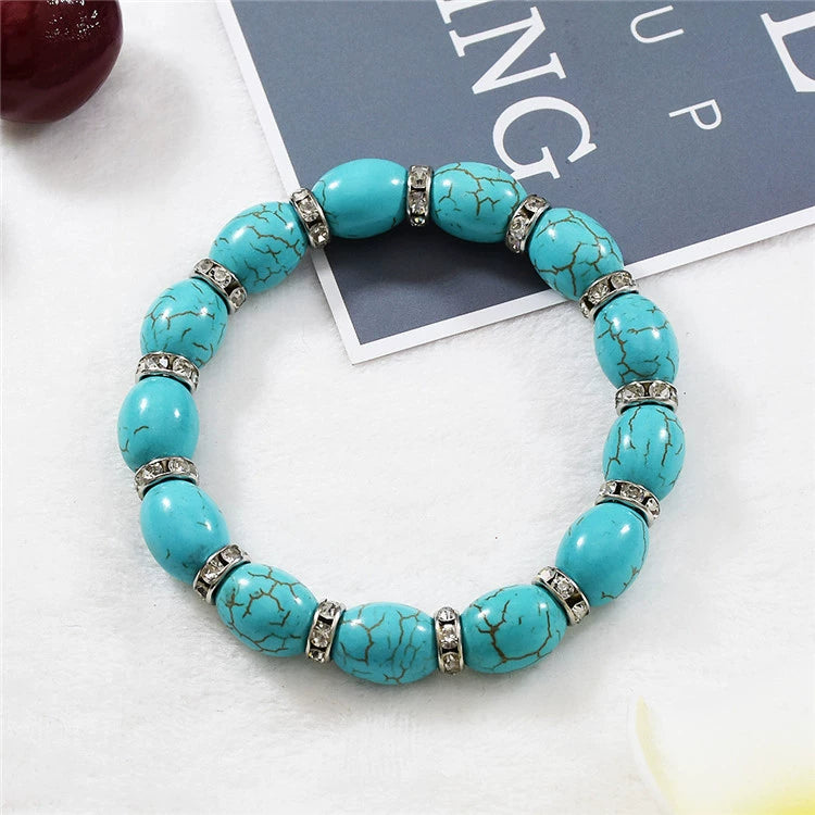 Retro ethnic style bracelet women's imitation turquoise luxury high-end jewelry Yunnan jewelry Nepalese bracelet versatile accessories