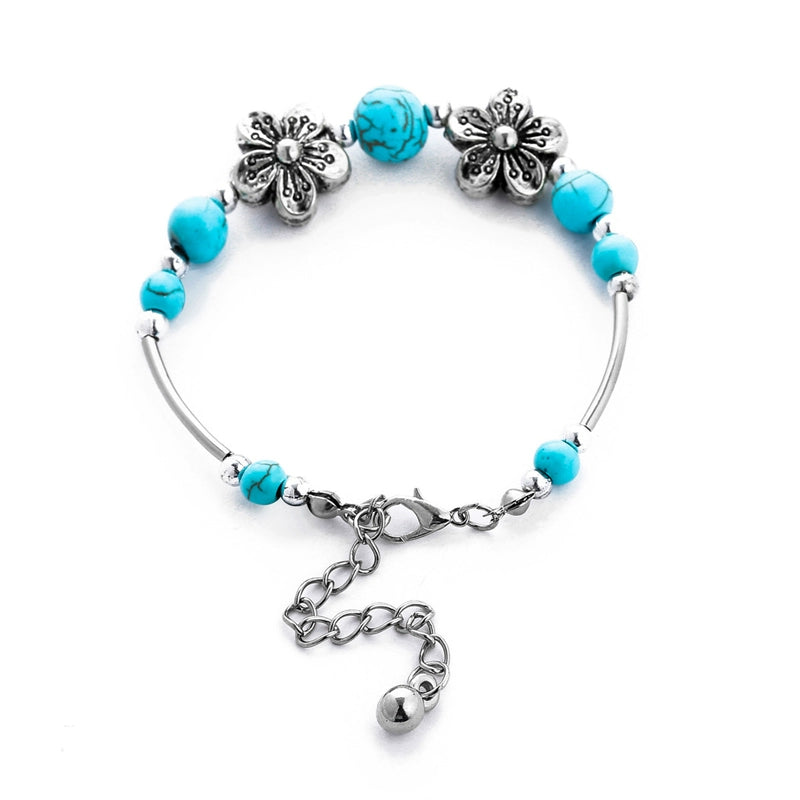 Ethnic style retro imitation turquoise bracelet animal pendant bracelet silver jewelry alloy accessories vintage Tibetan bracelet