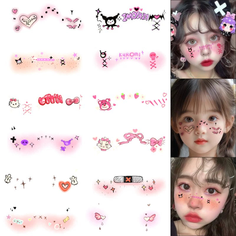 Halloween must-have glitter Halloween children's facial cartoon makeup tattoo sticker face sticker bat decoration pumpkin blush fake scar makeup