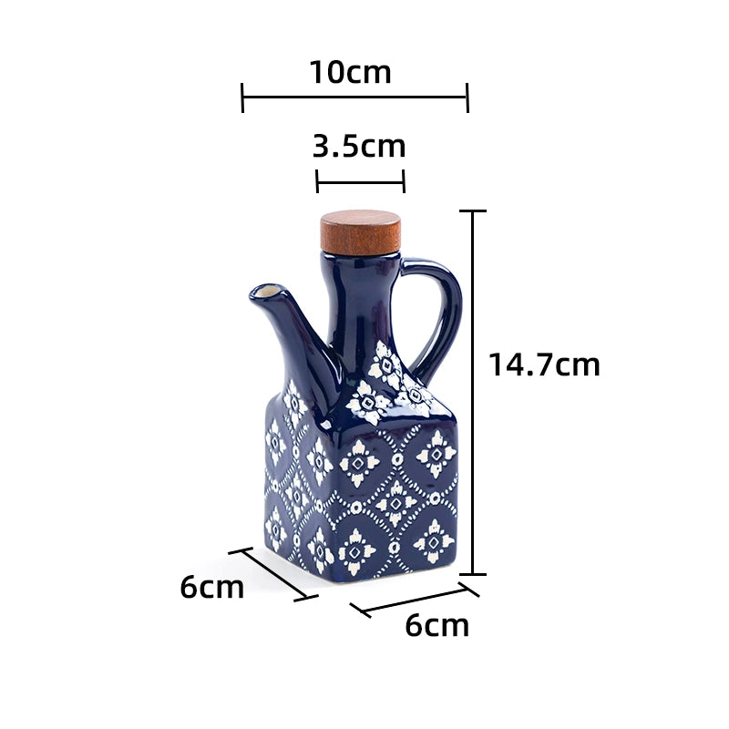 Ceramic underglaze color American isolation flower oil pot vinegar pot chili oil pot soy sauce vinegar pot commercial household kitchen seasoning