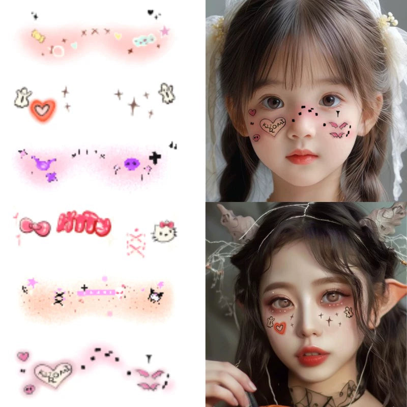 Halloween must-have glitter Halloween children's facial cartoon makeup tattoo sticker face sticker bat decoration pumpkin blush fake scar makeup