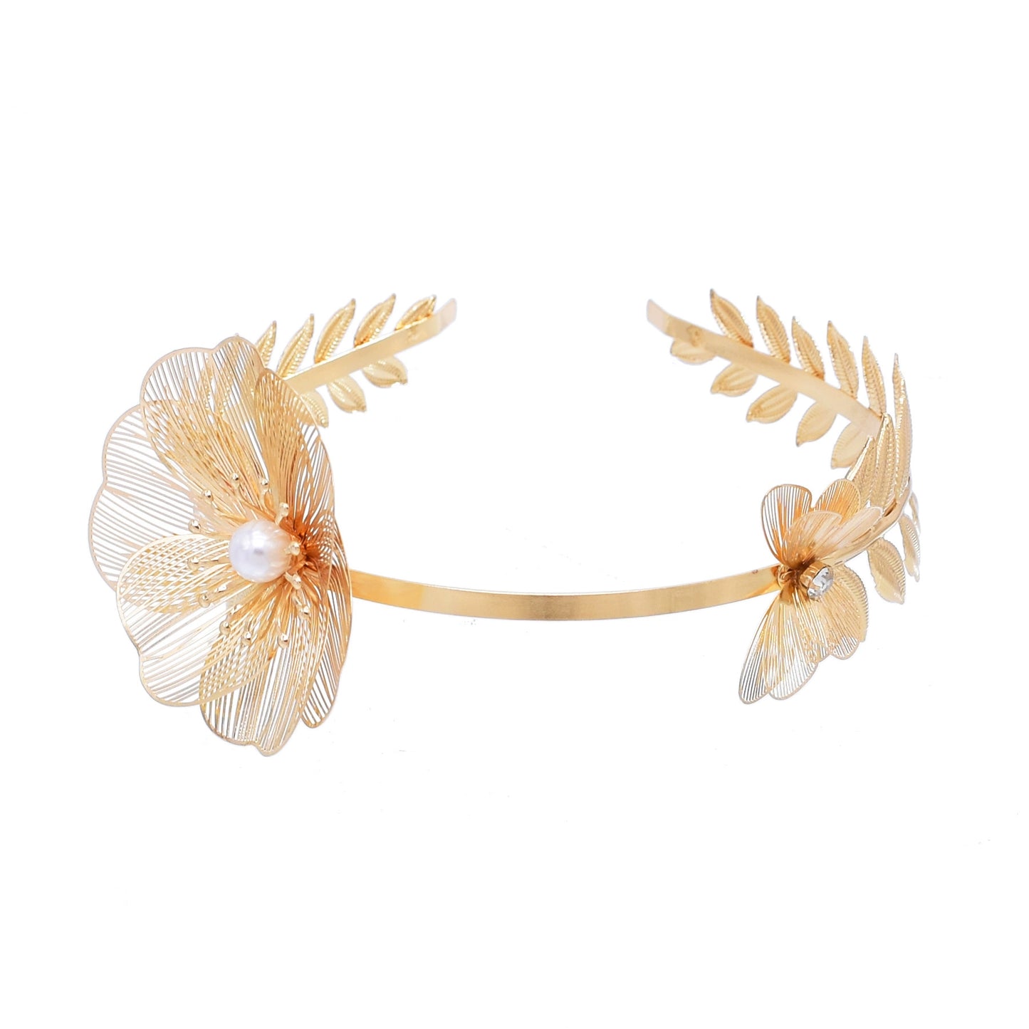 Back hanging gold metal headband, leaf laurel crown, bridal headgear, hair accessories, fairy headband, super fairy, European and American style