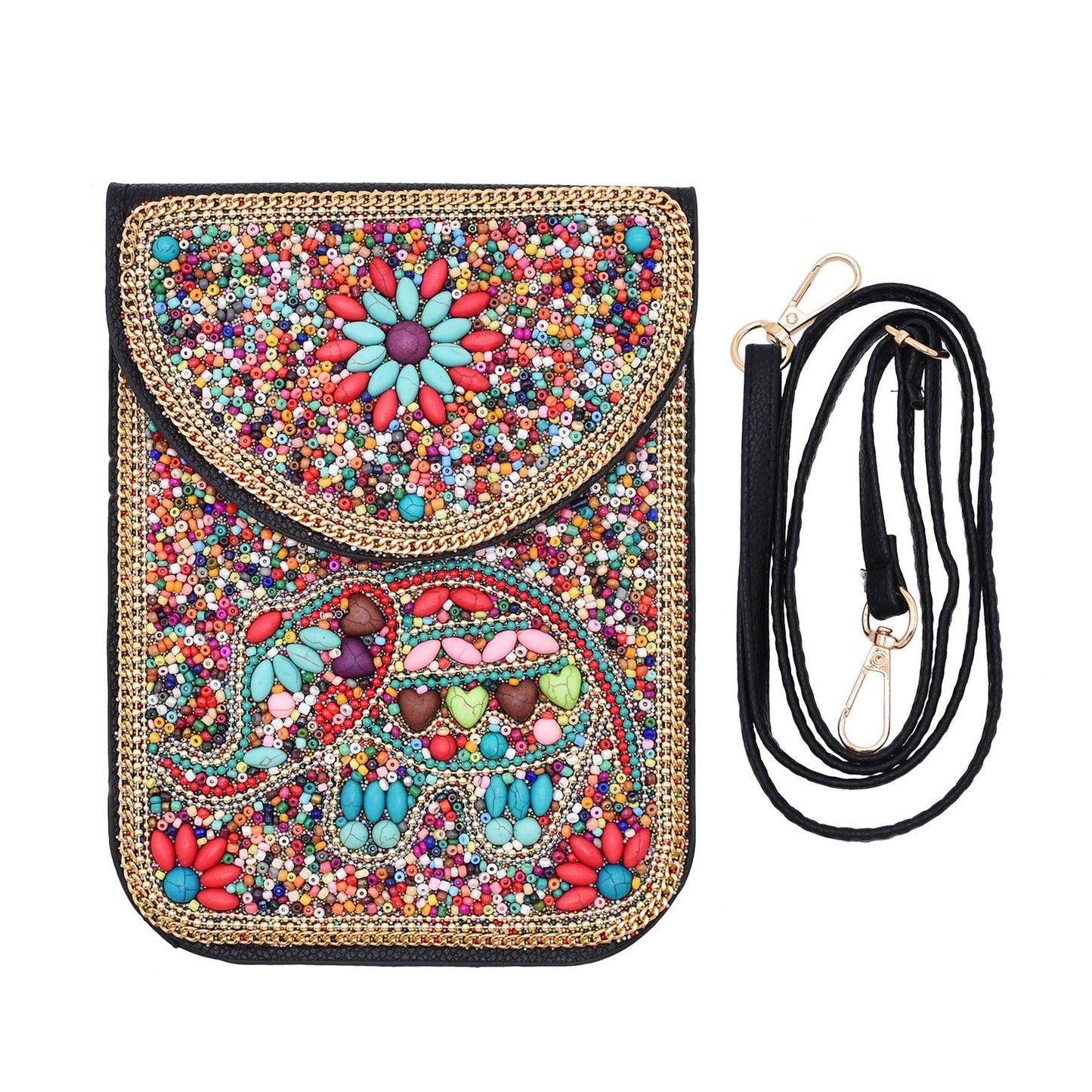 Ethnic style personalized fashion elephant bag rice bead leather luxury handbag Mongolian student retro mobile phone bag