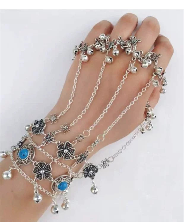 Zixia has the same versatile coin, fringed bell, finger bracelet, women's ring, ancient ethnic style, ancient clothing, Hanfu jewelry.