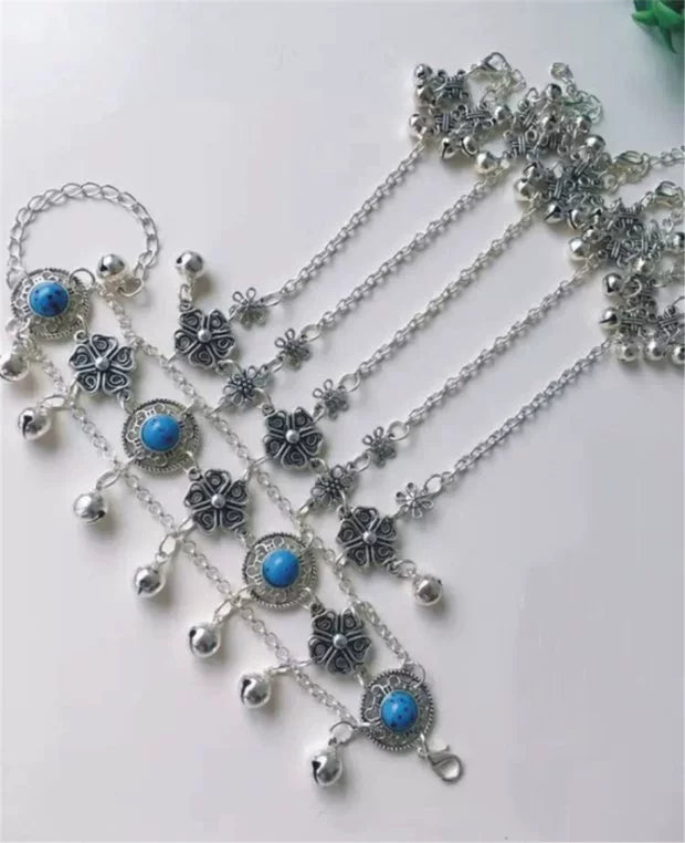 Zixia has the same versatile coin, fringed bell, finger bracelet, women's ring, ancient ethnic style, ancient clothing, Hanfu jewelry.