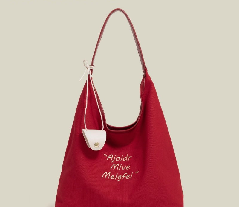 Korean early autumn original canvas bag women's 2025 new large-capacity casual shoulder tote bag