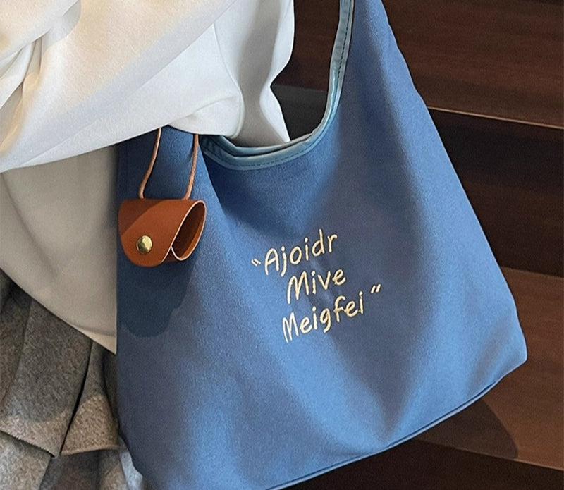 Korean early autumn original canvas bag women's 2025 new large-capacity casual shoulder tote bag