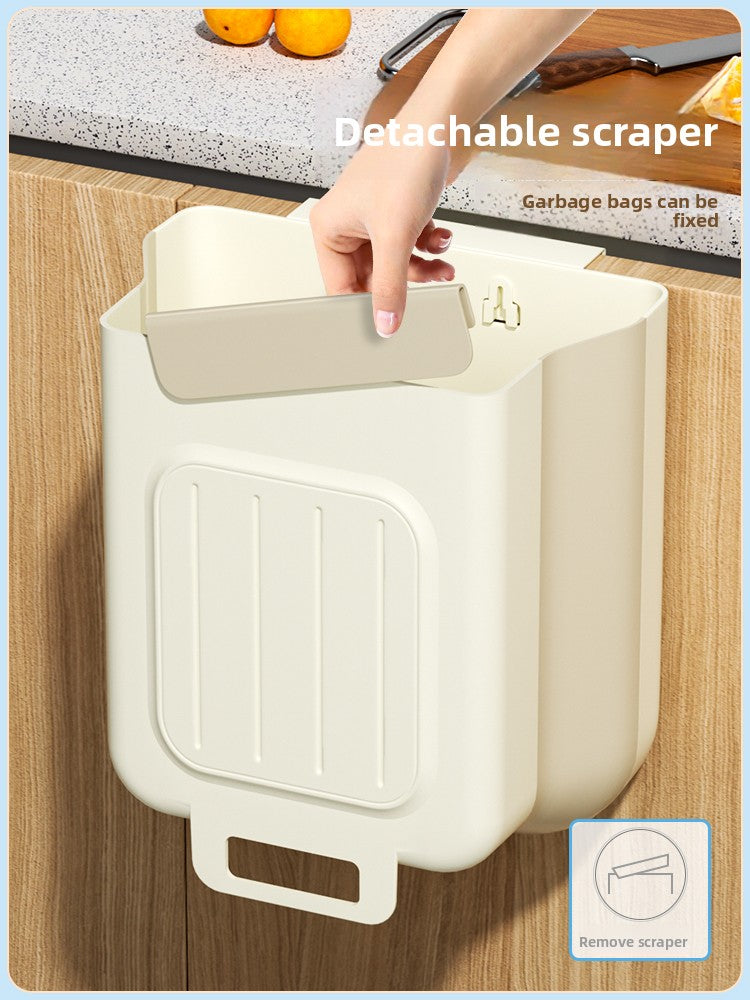 Kitchen trash can hanging type household food waste classification foldable cabinet door wall hanging bathroom toilet storage paper basket