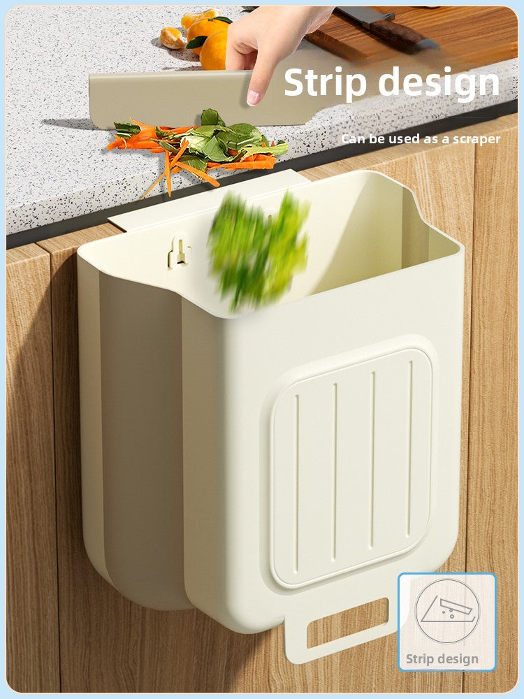 Kitchen trash can hanging type household food waste classification foldable cabinet door wall hanging bathroom toilet storage paper basket