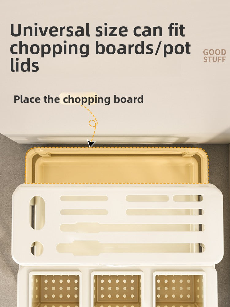 Kitchen knife holder shelf 2025 new countertop cutting board rack kitchen knife chopstick cage integrated cutting board knife storage rack