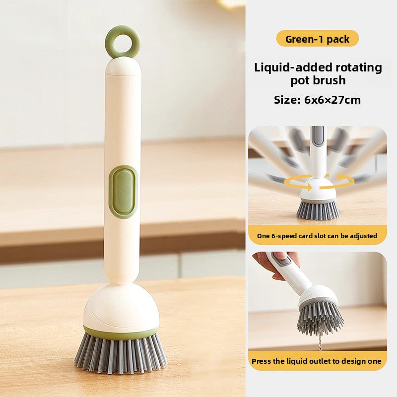 Pot brush Long handle brush Household liquid-adding type Rotatable non-stick oil does not hurt the pot Cleaning Kitchen special washing pot washing dishes